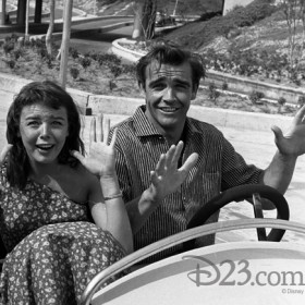 Sean Connery and Janet Munro drive an Autopia vehicle