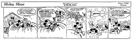 Part 1 of Mickey Mouse's first comic strip, distributed Monday, January 13, 1930.