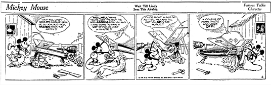 Part 1 of Mickey Mouse's first comic strip, distributed Monday, January 13, 1930.
