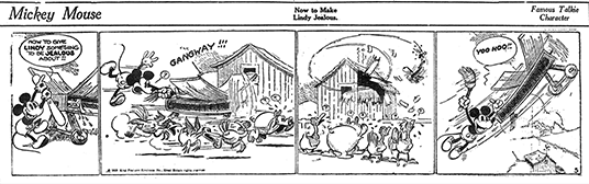 Part 2 of Mickey Mouse's first comic strip, distributed Monday, January 13, 1930.