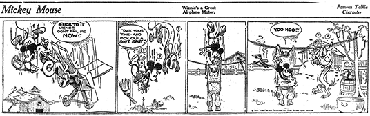 Part 3 of Mickey Mouse's first comic strip, distributed Monday, January 13, 1930.