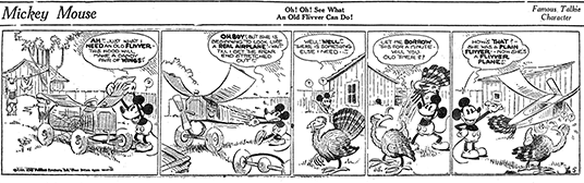 Part 4 of Mickey Mouse's first comic strip, distributed Monday, January 13, 1930.