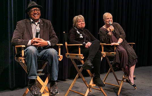 Animator and Disney Legend Floyd Norman, Mimi Gibson (voice of Lucky), and Lisa Davis (voice of Anita)