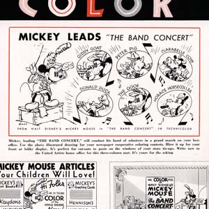 The Band Concert (1935) got an impressive press kit --- but Giddy Goat didn't turn out to be in the actual cartoon.