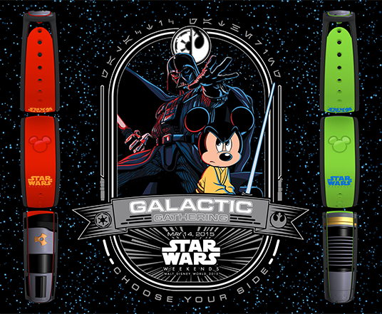 photo of Star Wars Galactic Gathering magic bands red and green