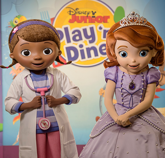 photo of two characters from Disney Junior—Live on Stage! a lady doctor and a princess