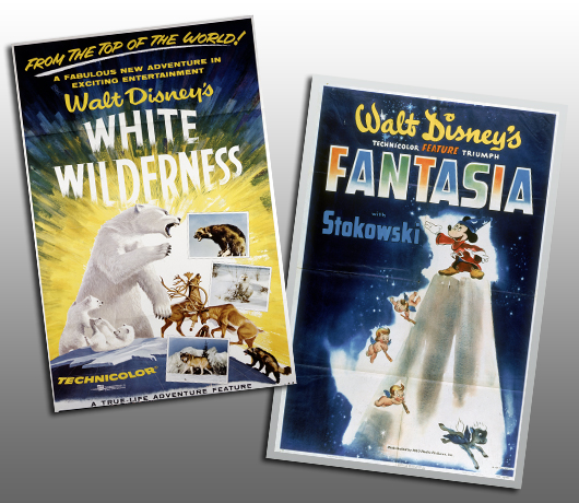 Posters for Walt Disney's White Wilderness and Fantasia