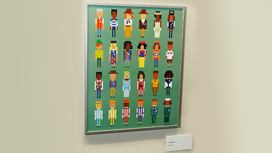 photo of framed illustration of various Disney cast member characters by Sam Levine, Co-Creator and Executive Producer, Penn Zero: Part-Time Hero