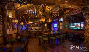 photo of darkly colorful interior of Trader Sam's Grog Grotto at Disney Polynesian Village Resort