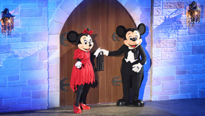 photo of Minnie Mouse and Mickey Mouse at Castle Doors