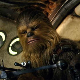 Harrison Ford and Chewbacca in Star Wars: The Force Awakens