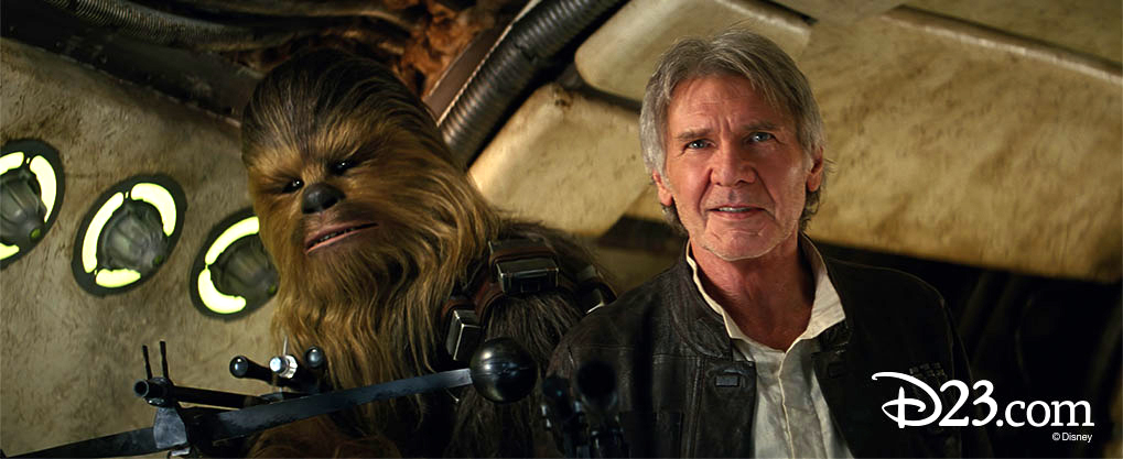 Harrison Ford and Chewbacca in "Star Wars: The Force Awakens"