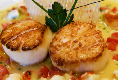 Recipe for Sautéed Sea of Cortez Rock Scallop with Sauce of Lemon, Lobster, and Vanilla