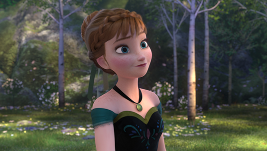 frame from the animated feature Frozen featuring Anna