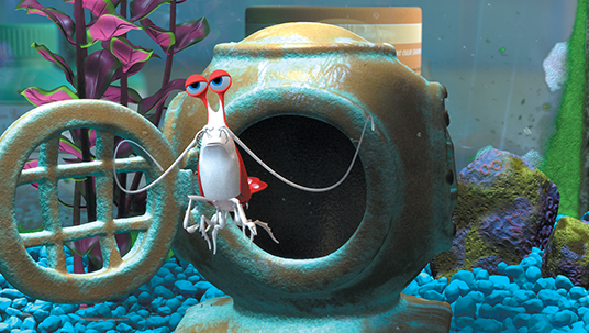 frame from animated feature Finding Nemo featuring Jacques
