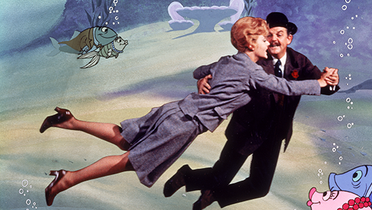 Angela Lansbury and David Tomlinson dancing in Bedknobs and Broomsticks, the 1971 Disney favorite