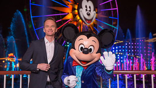 Mickey Mouse and Patrick Neil Harris at Disneyland Diamond Celebration 2015