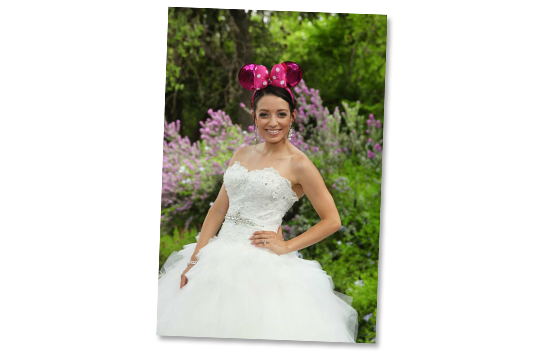 Disney Fan Bride wearing mouse ears