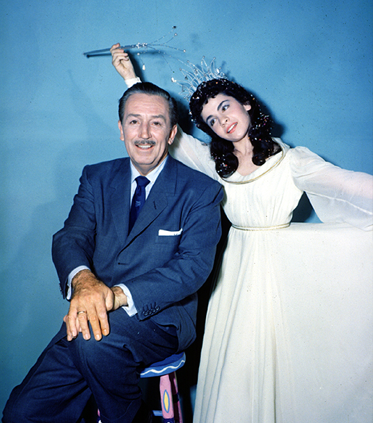 formal portrait photo of Walt Disney and Annette Funicello