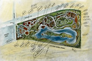 Concept art for proposed Disneyland in Burbank