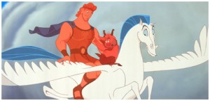 Hercules and his unicorn in Disney film Hercules