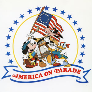 Mickey, Donald and Goofy love a parade as the symbol of America on Parade. Originally created in 1939, this art was inspired by The Spirit of '76, painted by American artist Archibald MacNeal Willard in Wellington, Ohio after, appropriately enough, he saw a parade pass through the town square. That most famous of American paintings was exhibited at the 1876 Centennial Exposition in Philadelphia, while this iconic Mickey Mouse image was widely reproduced during Disney’s Bicentennial celebration. 