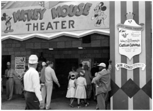 photo of entrance to Mickey Mouse Theater in Disneyland circa 1955