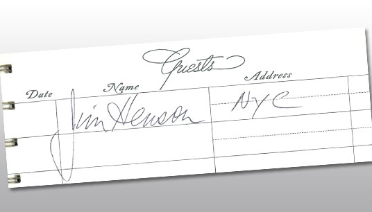 Jim Henson signature in the Disney Studio Lot guest book