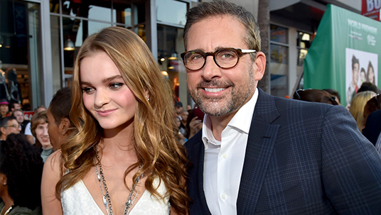 photo of actors Kerris Dorsey and Steve Carell walking the red carpet at the World Premiere