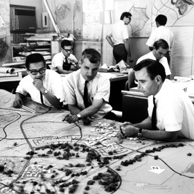 Photo of Ray Watson planning the city of Irvine, CA.