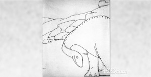 Television still of Gertie the Dinosaur which appeared on Disneyland Television