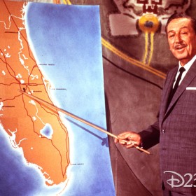 Walt Disney explaining location of Walt Disney World in Florida