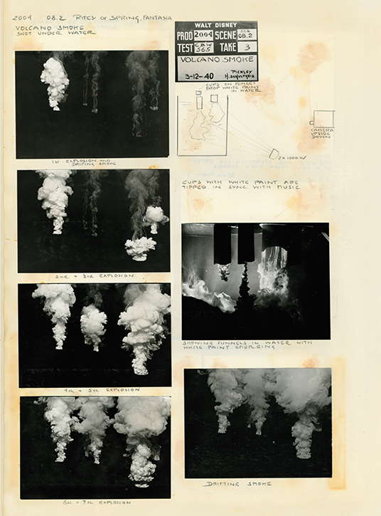 One of several pages in which Schultheis documents the "Rite of Spring” segment in Fantasia.
