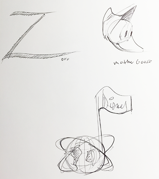 D23 Member Patrick Johnson Sketch of Zorro and Mother Goose