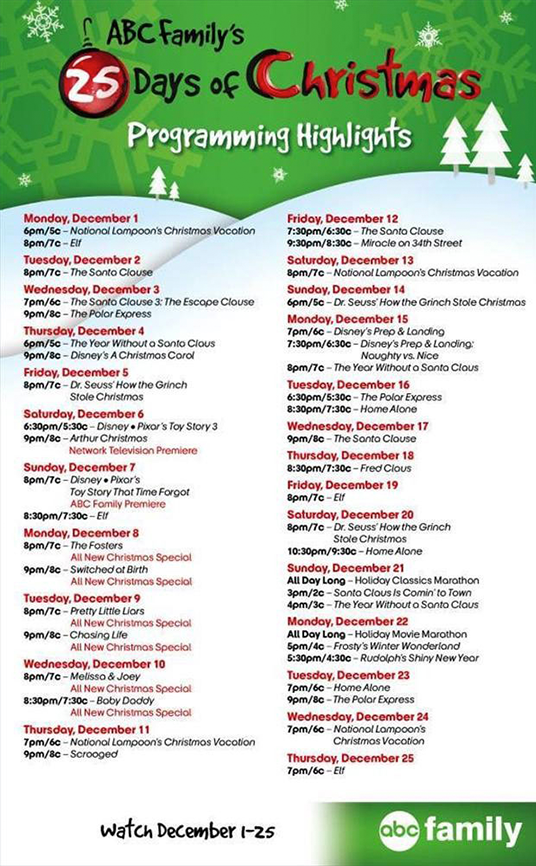 abc 25 days of christmas 2020 schedule Tune In To Abc Family S 25 Days Of Christmas Programming Event D23 abc 25 days of christmas 2020 schedule