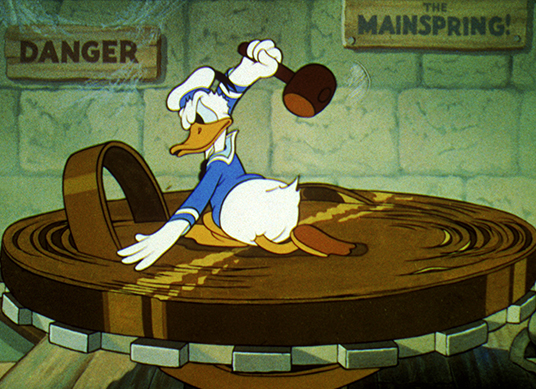 Donald Duck as a Clock Cleaner (Clock Cleaners, 1937)