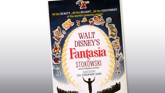 First use of stereophonic sound in motion pictures, developed as "Fantasound" for Fantasia (1940). 