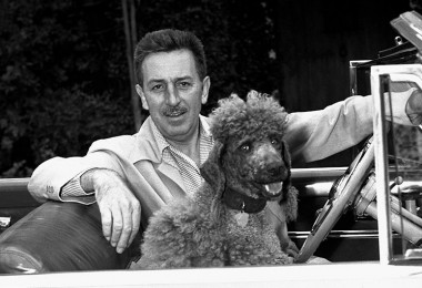 Photo of Walt Elias Disney and Duchess Disney his Standard Poodle