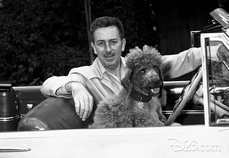 Photo of Walt Elias Disney and Duchess Disney his Standard Poodle