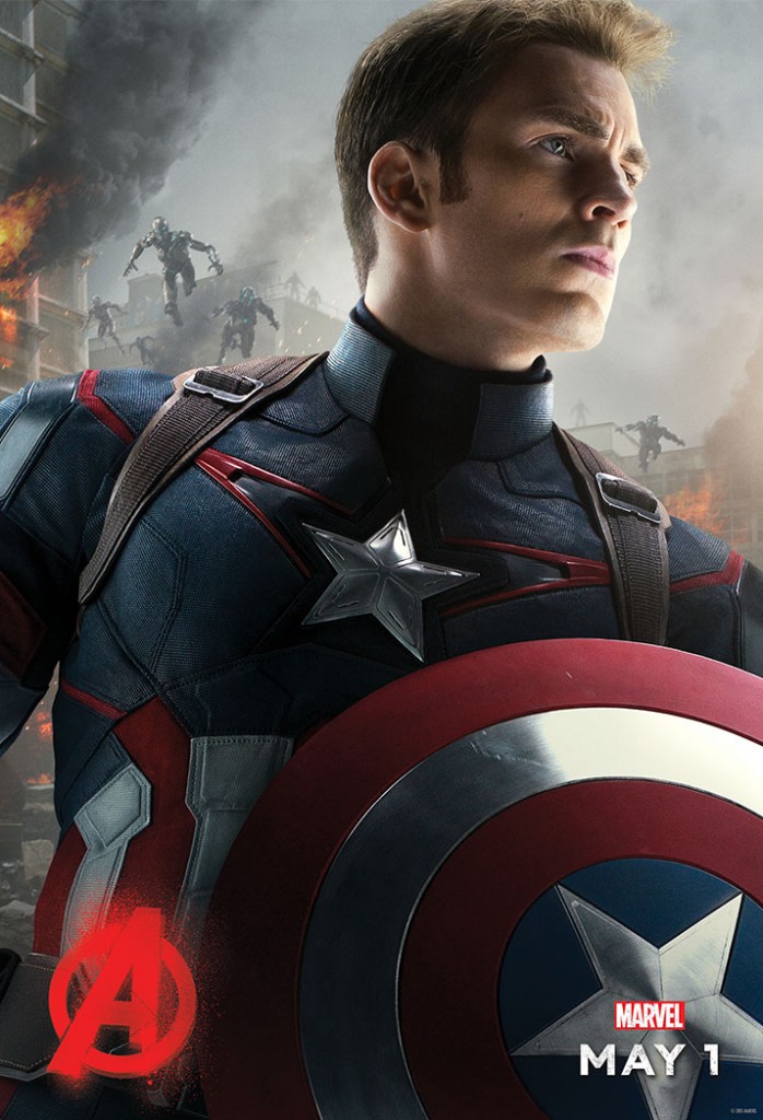 poster of actor Chris Evans as Captain America in the Marvel movie Avengers: Age of Ultron