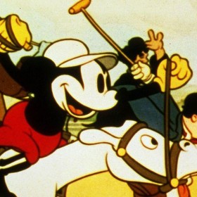 Mickey playing polo in the Disney Film Mickey's Polo Team