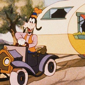 Goofy Driving Mickey's Trailer in Animated Disney Film