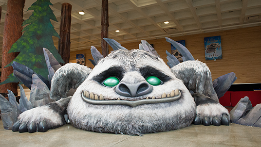 photo of life-size Gruff character from animated movie Tinker Bell and the Legend of the NeverBeast at Disneytoon Studios