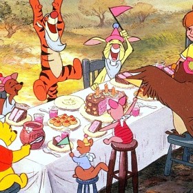 Photo of Winnie the Pooh and Friends having a picnic on a windy day