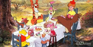 Photo of Winnie the Pooh and Friends having a picnic on a windy day