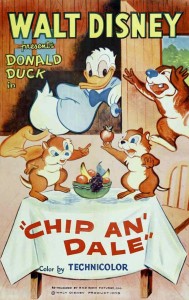 movie poster for Chip an’ Dale featuring Donald Duck, Chip, Dale