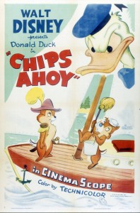 movie poster for Chips Ahoy featuring Donald Duck, Chip an' Dale