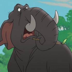 cel of colorful elephant Colonel Hathi from animated movie Jungle Book