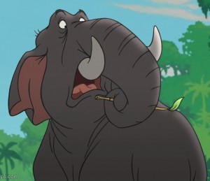 cel of colorful elephant Colonel Hathi from animated movie Jungle Book