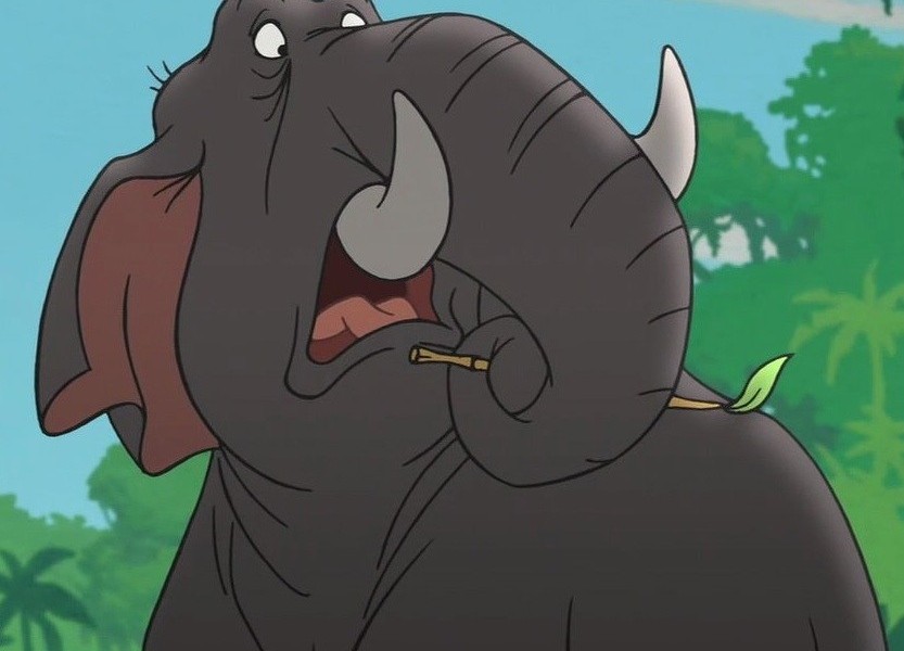 cel of colorful elephant Colonel Hathi from animated movie Jungle Book